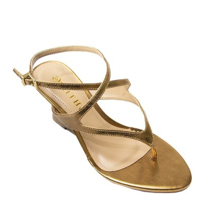 Sandalia Maithe Couro Dourada Anabela  Maithe Bronze - Marca Maithe