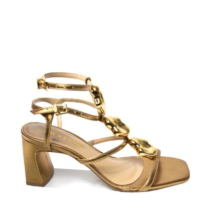 Sandalia Maithe Couro Salto Bloco  Maithe Bronze - Marca Maithe