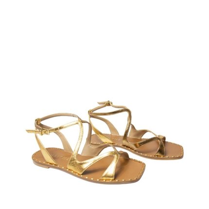 Sandalia Maithe Dourada Couro  Maithe Bronze - Marca Maithe