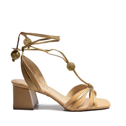 Sandalia Maithe Salto Bloco Dourada Maithe Multicolorido - Marca Maithe
