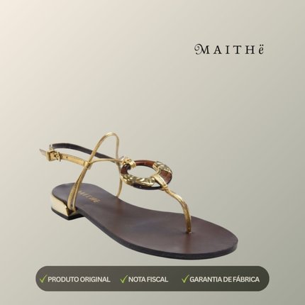 Sandalia Maithe Tiras Finas Douradas  Maithe Dourado - Marca Maithe