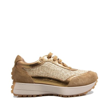 Tenis Maithe Camurça Dourado  Maithe Bronze - Marca Maithe