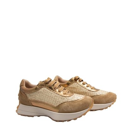 Tenis Maithe Camurça Dourado  Maithe Bronze - Marca Maithe