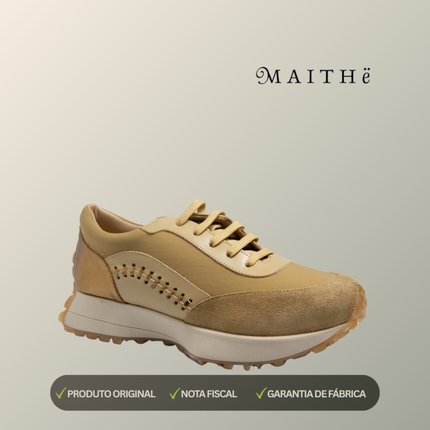 Tenis Maithe Couro Dourado  Maithe Caramelo - Marca Maithe
