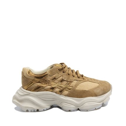 Tenis Maithe Couro Dourado Solado Robusto  Maithe Caramelo - Marca Maithe