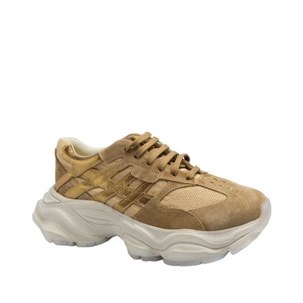 Tenis Maithe Couro Dourado Solado Robusto  Maithe Caramelo - Marca Maithe