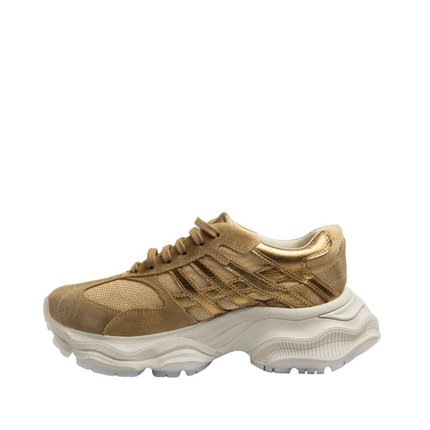 Tenis Maithe Couro Dourado Solado Robusto  Maithe Caramelo - Marca Maithe