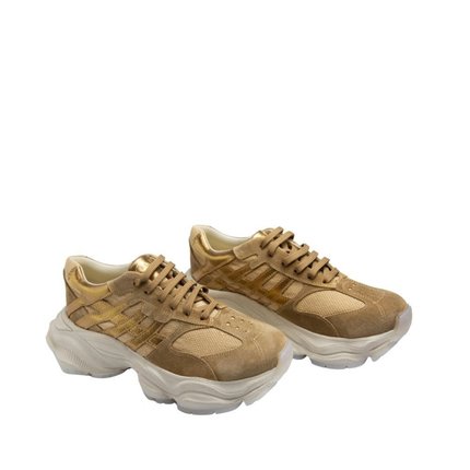Tenis Maithe Couro Dourado Solado Robusto  Maithe Caramelo - Marca Maithe