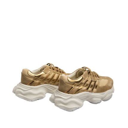 Tenis Maithe Couro Dourado Solado Robusto  Maithe Caramelo - Marca Maithe
