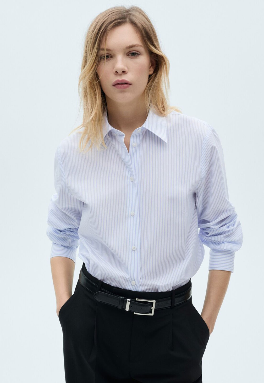 Camisa Mango Reta Listrada Branca Camisa Mango Reta Listrada Branca