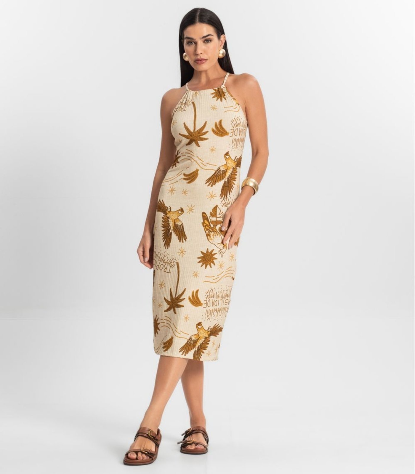 Vestido Feminino Ribana Canelada Select Marrom Vestido Feminino Ribana Canelada Select Marrom