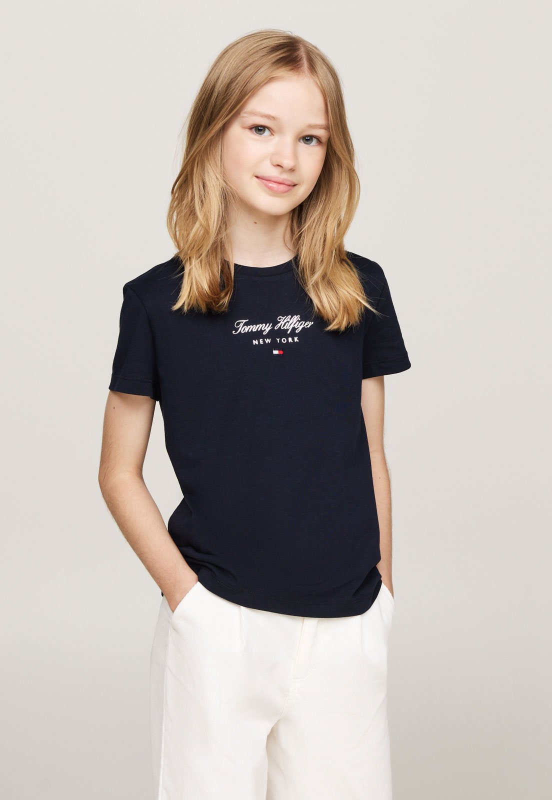 Camiseta Tommy Hilfiger Kids Logo Azul-Marinho