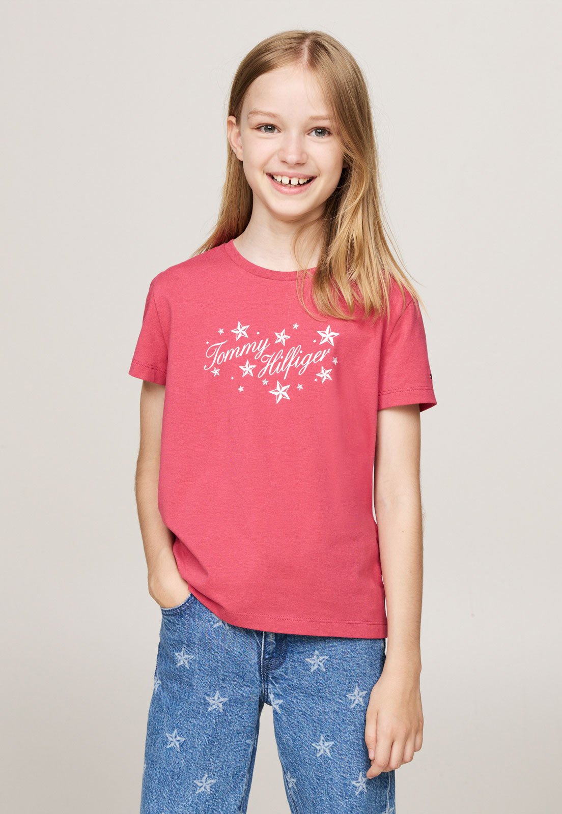 Camiseta Tommy Hilfiger Kids Logo Rosa